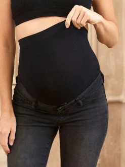 Seraphine Premium Organic Overbump Maternity Slim-Fit Jeans Black Clearance