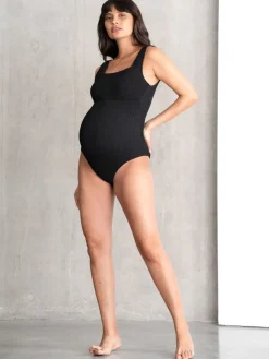 Seraphine Textured Maternity Swimsuit Black Sale