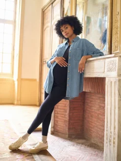 Seraphine Blue Denim Maternity & Nursing Shirt Dress Online