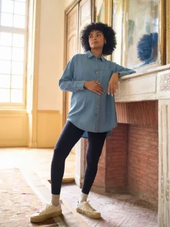 Seraphine Blue Denim Maternity & Nursing Shirt Dress Online