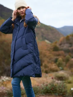 Seraphine Long Chevron 3 in 1 Maternity & Babywearing Down-filled Coat Blue New