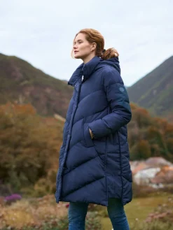 Seraphine Long Chevron 3 in 1 Maternity & Babywearing Down-filled Coat Blue New