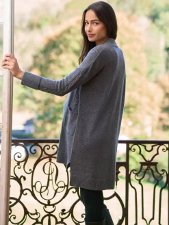 Seraphine Premium Soft 100% Wool Long Line Maternity Cardigan Charcoal Grey New