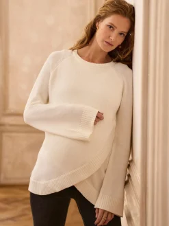 Seraphine Maternity & Nursing Cross Over Cotton Jumper Cream Clearance