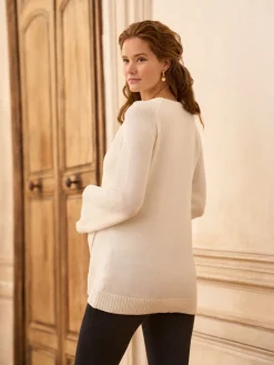 Seraphine Maternity & Nursing Cross Over Cotton Jumper Cream Clearance