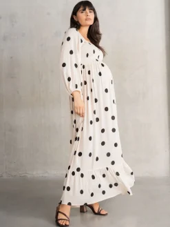 Seraphine Cream Maternity Maxi Dress Online