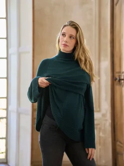 Seraphine Premium Cashmere Blend Maternity & Nursing Roll Neck Jumper Dark Green Online