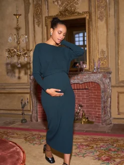 Seraphine Emerald Green Maternity Knitted Dress Online