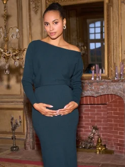 Seraphine Emerald Green Maternity Knitted Dress Online