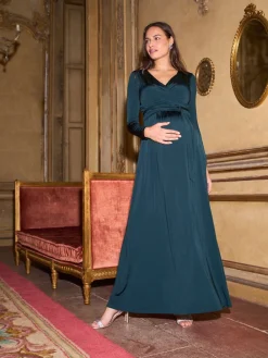 Seraphine Emerald Green Premium Maternity & Nursing Wrap Maxi Dress Clearance