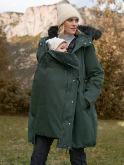 Seraphine Premium Sub-Zero Down Filled 3-In-1 Maternity & Babywearing Parka Green