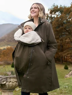 Seraphine 3 in 1 Maternity & Babywearing Parka with Borg Lining Khaki