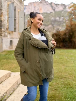 Seraphine Khaki Maternity & Babywearing Versatile Coat with Separate Inner Quilted Best