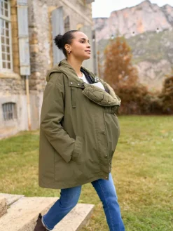 Seraphine Khaki Maternity & Babywearing Versatile Coat with Separate Inner Quilted Best