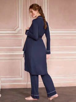 Seraphine Navy & White Maternity & Nursing Nightwear 3 Piece Set Hot