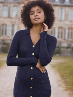 Seraphine Navy Blue Maternity Knitted Dress Discount