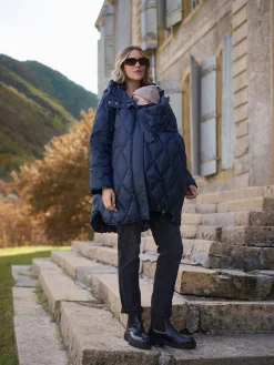 Seraphine Navy Lightweight Quilted 3 in 1 Maternity & Babywearing Coat Best
