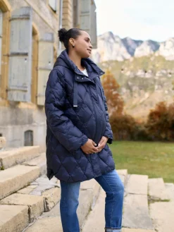 Seraphine Navy Lightweight Quilted 3 in 1 Maternity & Babywearing Coat Best