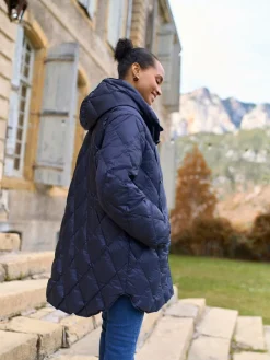 Seraphine Navy Lightweight Quilted 3 in 1 Maternity & Babywearing Coat Best