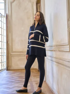 Seraphine Navy Stripe Wool Cotton Blend Maternity & Nursing Jumper Hot
