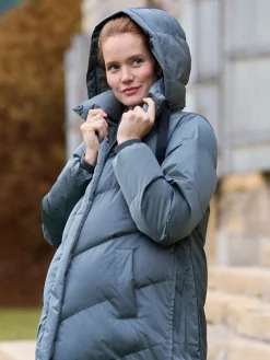Seraphine Long 3-In-1 Maternity & Babywearing Puffa Coat Pewter Grey Sale
