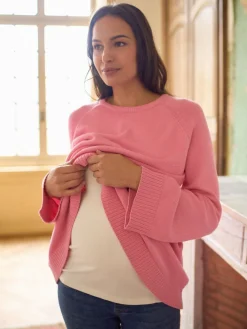 Seraphine Maternity & Nursing Cross Over Cotton Jumper Pink Best