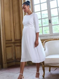 Seraphine White Ivory Maternity Premium Occasion Bridal Dress With Floaty Pleated Skirt Online