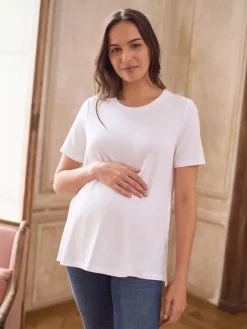 Seraphine Maternity Short Sleeve Cotton Modal T-Shirt White Outlet