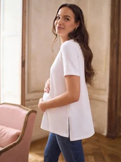 Seraphine Maternity Short Sleeve Cotton Modal T-Shirt White Outlet