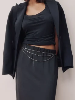 Next Metallic Skinny Tiered Beaded Belt Silver Online