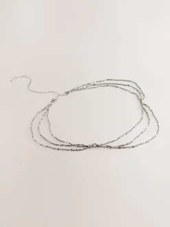 Next Metallic Skinny Tiered Beaded Belt Silver Online