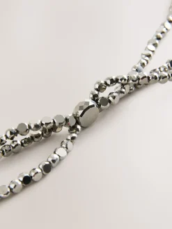 Next Metallic Skinny Tiered Beaded Belt Silver Online