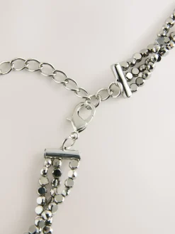 Next Metallic Skinny Tiered Beaded Belt Silver Online