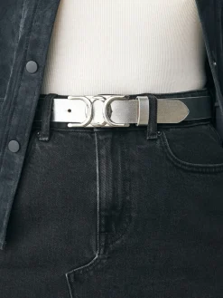 Next Regular Statement Buckle Leather Belt Silver Best