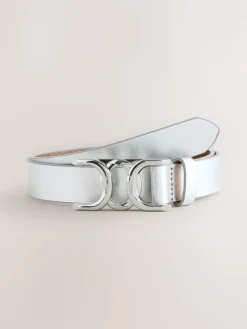 Next Regular Statement Buckle Leather Belt Silver Best