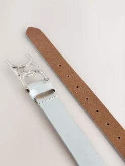 Next Regular Statement Buckle Leather Belt Silver Best