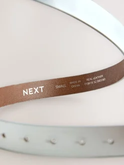 Next Regular Statement Buckle Leather Belt Silver Best