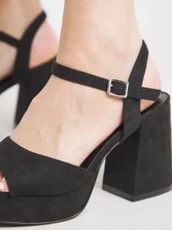Simply Be Extra Wide Fit Platform Crossover Heels With Trim Black Online