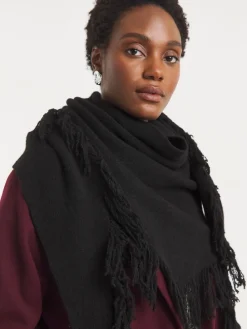 Simply Be Black Fringe Detail Wrap Scarf New