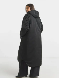 Simply Be Hooded Longline Bomber Coat Black Online