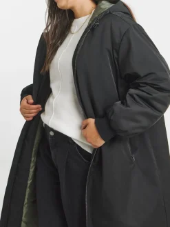 Simply Be Hooded Longline Bomber Coat Black Online
