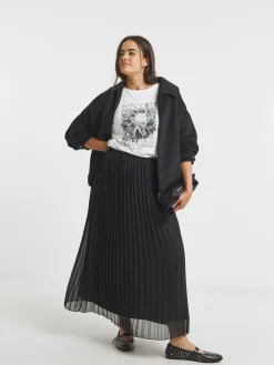 Simply Be Pleated Chiffon Midaxi Skirt Black Discount