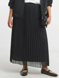 Simply Be Pleated Chiffon Midaxi Skirt Black Discount