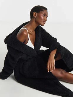 Simply Be Black Pretty Secrets Teddy Midi Gown Clearance