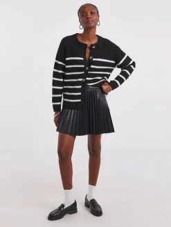 Simply Be Black PU Pleated Mini Skirt Clearance