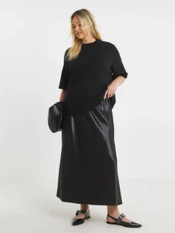Simply Be Satin Maxi Skirt Black Best