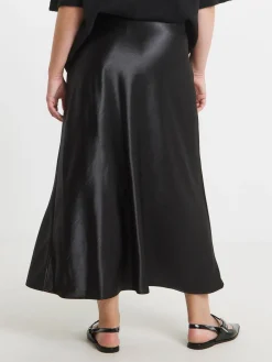 Simply Be Satin Maxi Skirt Black Best