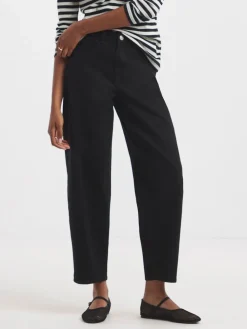 Simply Be Smart Tapered Barrel Jeans Black Sale