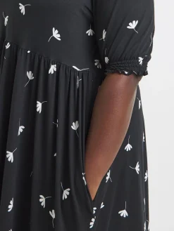 Simply Be Black Supersoft Tiered Midi Dress Clearance