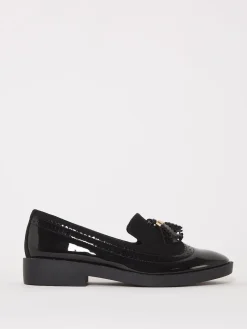 Simply Be Black Tassel Trim Slipper Cut Loafers In Extra Wide Fit Online